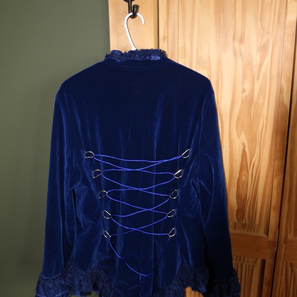 Beautiful blue military dress jacket with lace and tails! Size 14 - Picture 6 of 8